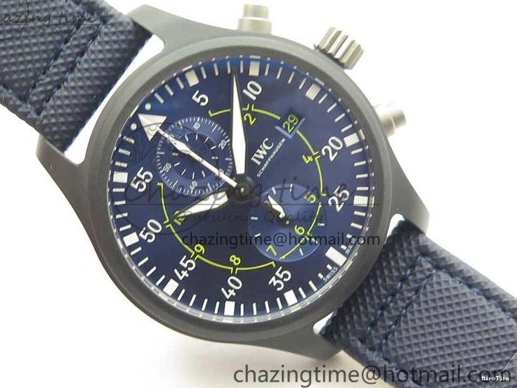 MIROTIME 0304 Reliable Pilot Chrono Blue Angels Black Ceramic ZF Best Edition on Blue Leather Strap A 7088